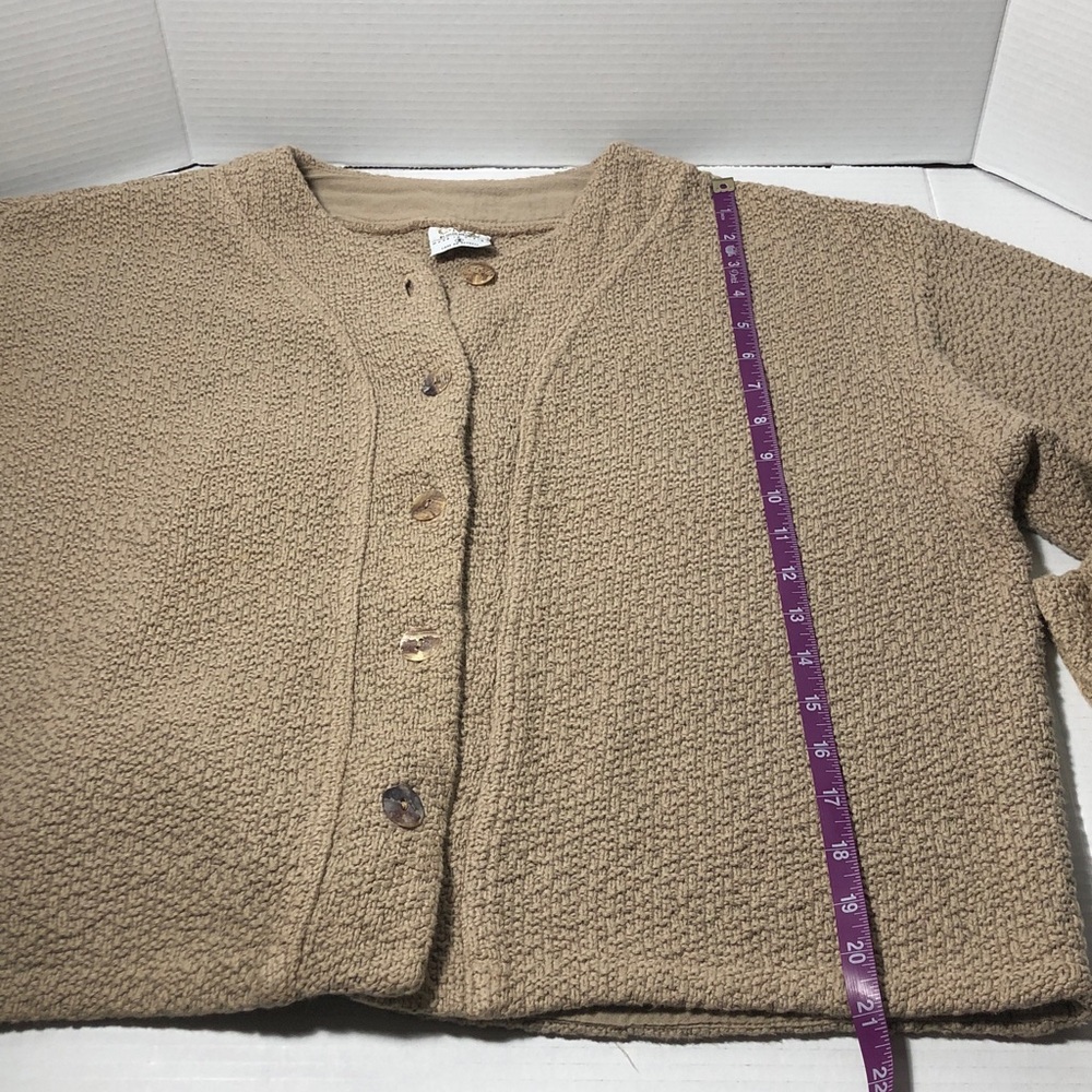 CMC Color Me Cotton Tan Buttoned Cardigan Popcorn Texture Women’s Size S - Picture 7 of 8
